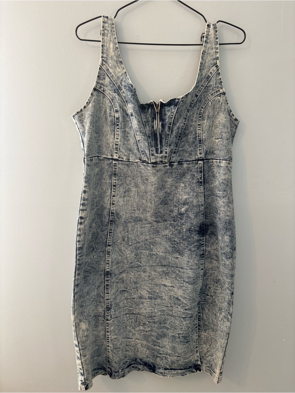 Y2K acid Washed Denim-Style Tank Dress